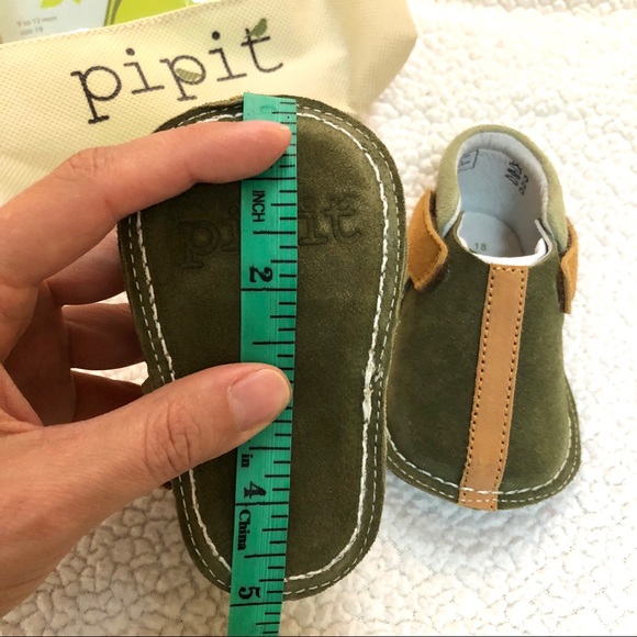 Pipit Suede Stripe Olive Green Baby Shoes Size 3 - Picture 11 of 11